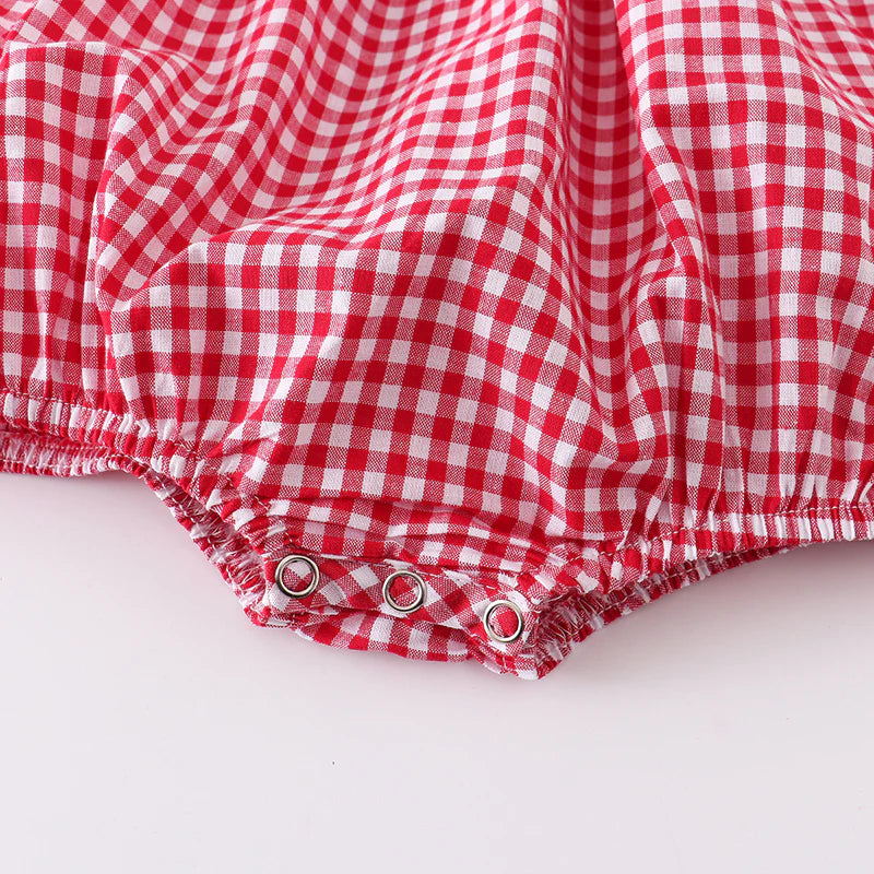 Girls' Gingham Minnie Embroidered Smocked Romper