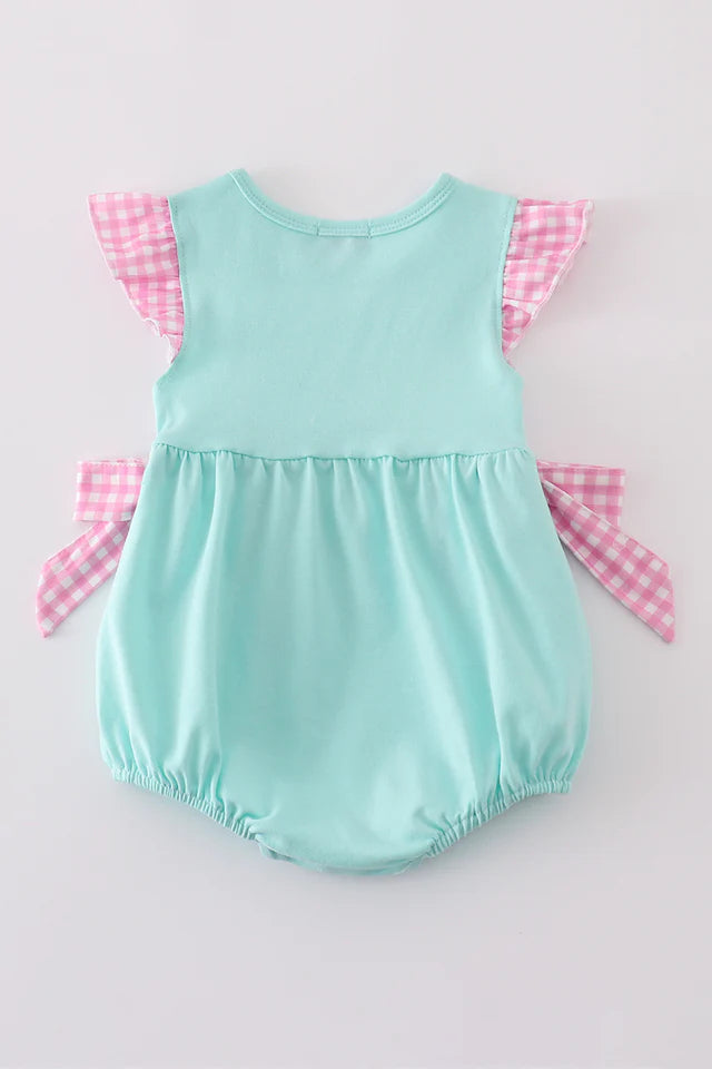 MINT PRINCESS EMBROIDERY GINGHAM BOW BUBBLE