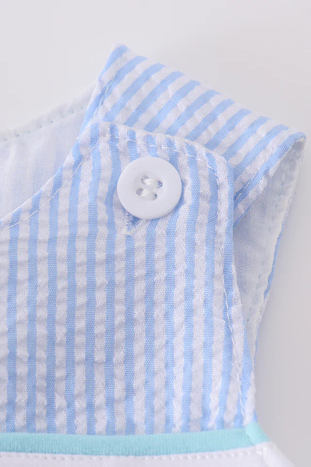 BLUE SEERSUCKER ANIMAL EMBROIDERY JONJON