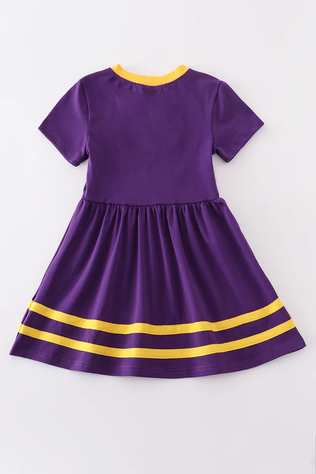 PURPLE GOLD LSU APPLIQUE DRESS