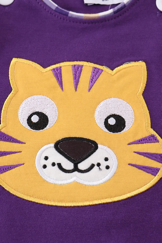 PURPLE GOLD LSU APPLIQUE BUBBLE