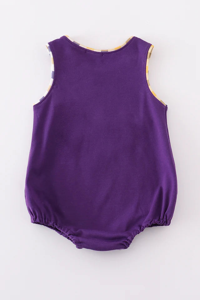 PURPLE GOLD LSU APPLIQUE BUBBLE