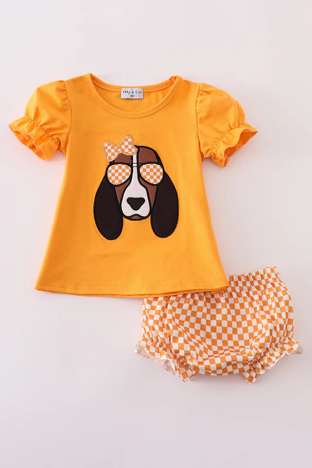 ORANGE TENNESSEE APPLIQUE BLOOMER SET