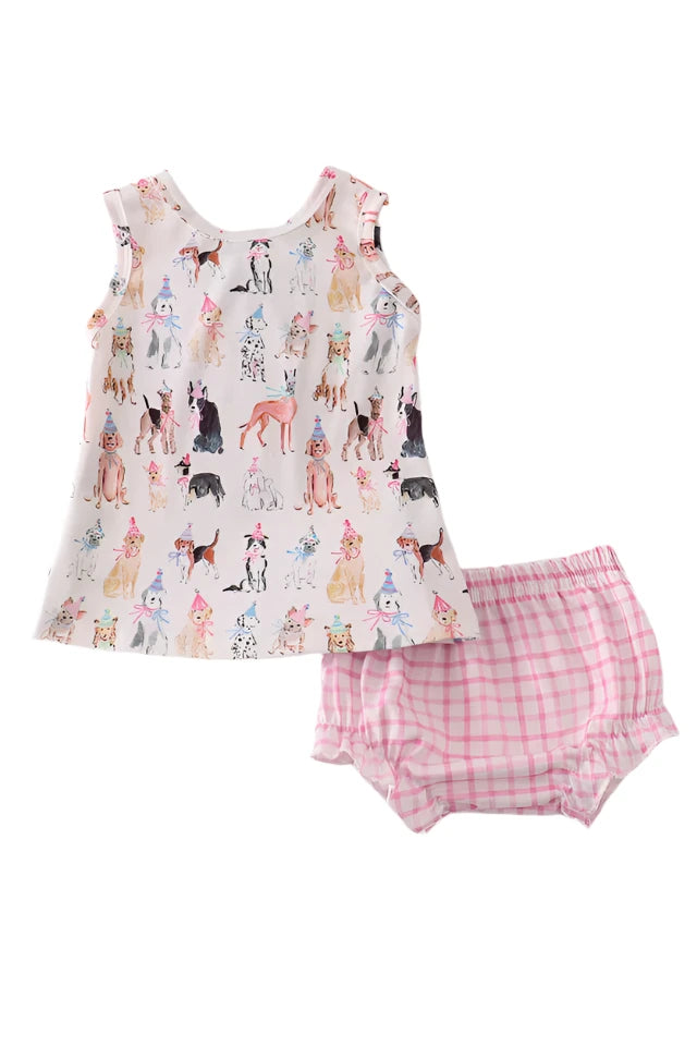 PINK PARTY PUPPY BLOOMER SET