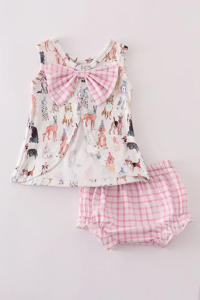 PINK PARTY PUPPY BLOOMER SET