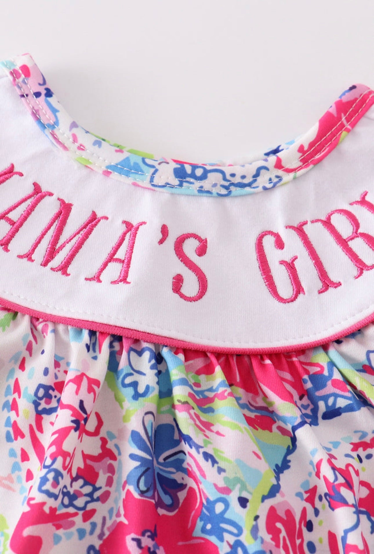 Mamas Girl Embroidered Lily Print Bubble