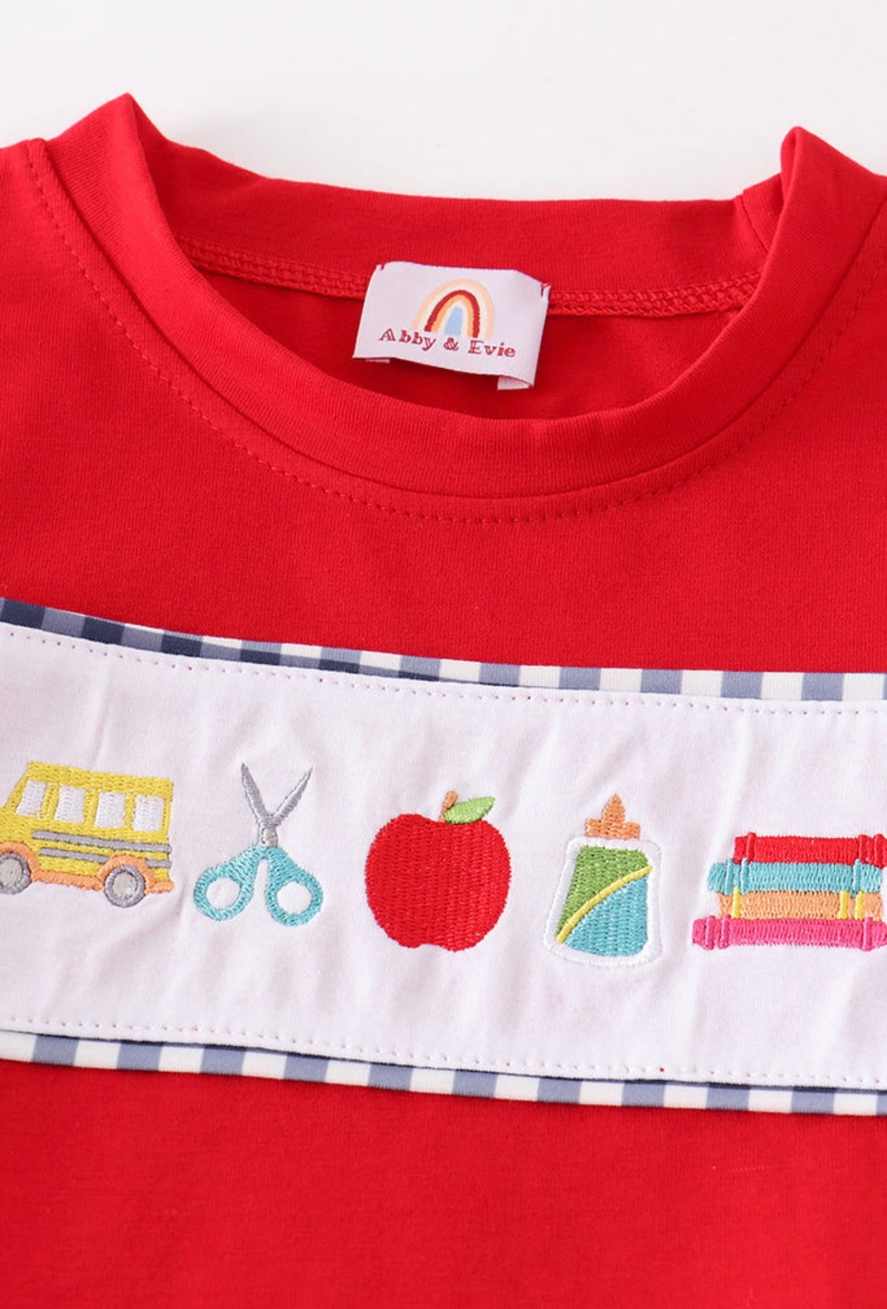 Boys Embroidered Back to school Supplies short set
