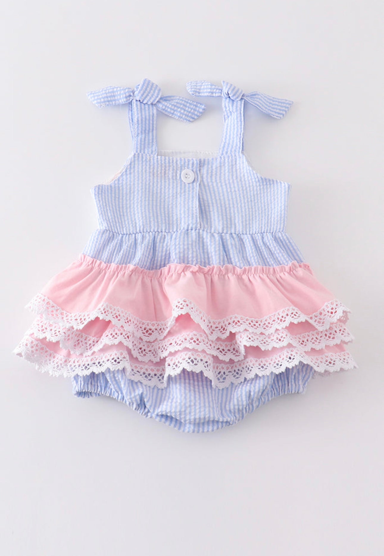 Seersucker Whale and ruffle bubble