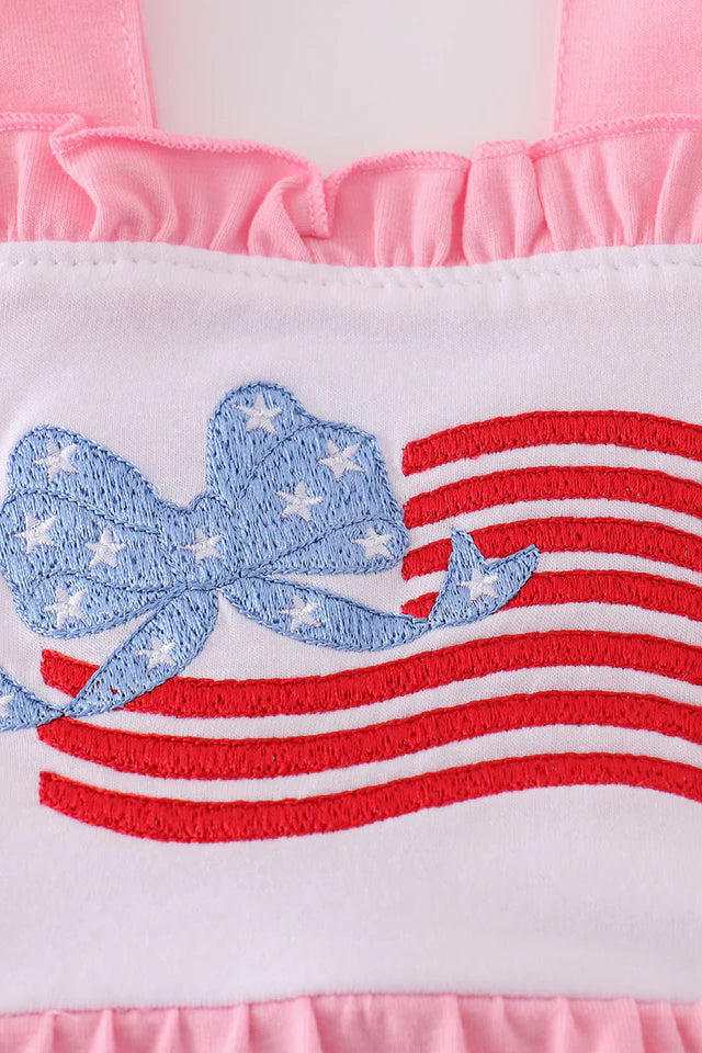 PINK FLAG EMBROIDERY RUFFLE BUBBLE