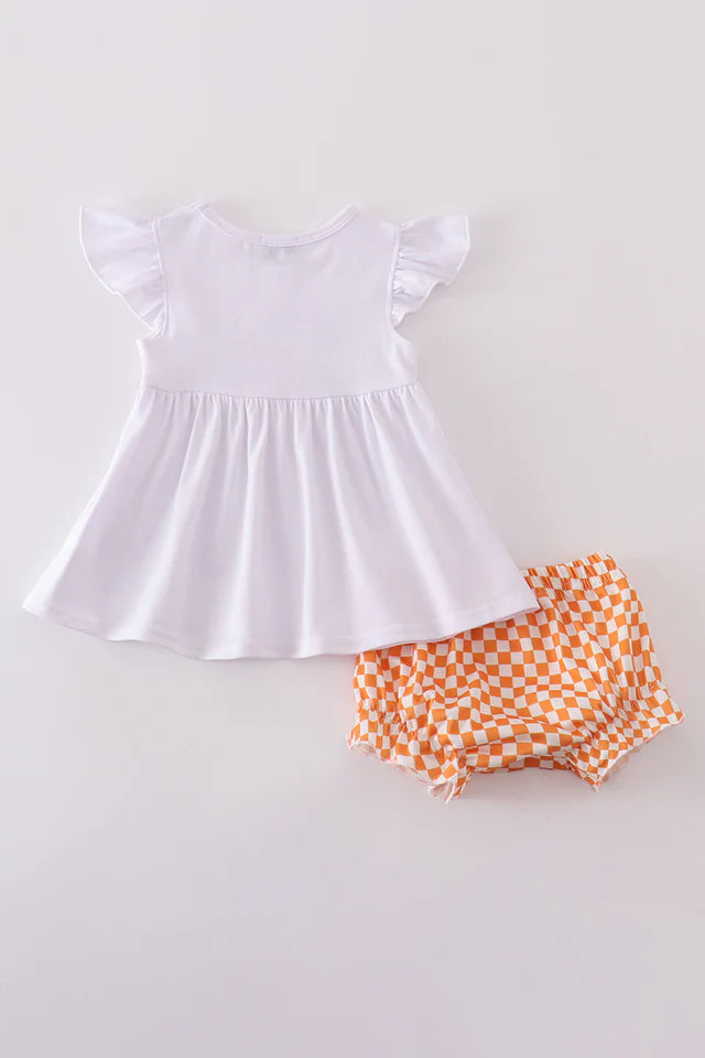 ORANGE TENNESSEE GO VOLS EMBROIDERY SMOCKED BLOOMER SET