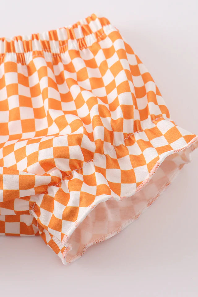 ORANGE TENNESSEE GO VOLS EMBROIDERY SMOCKED BLOOMER SET