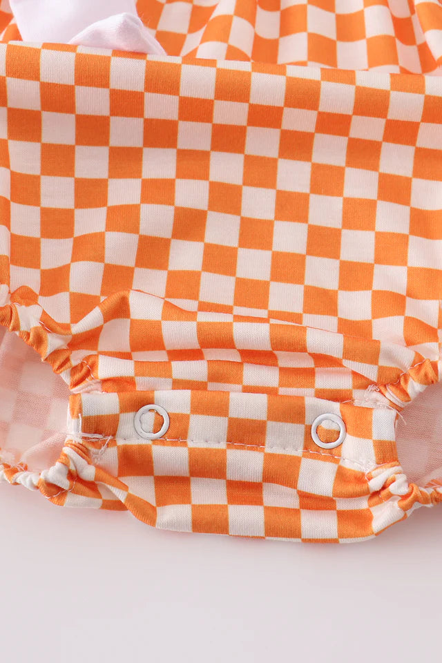 ORANGE TENNESSEE GO VOLS EMBROIDERY SMOCKED CHECKERED BUBBLE