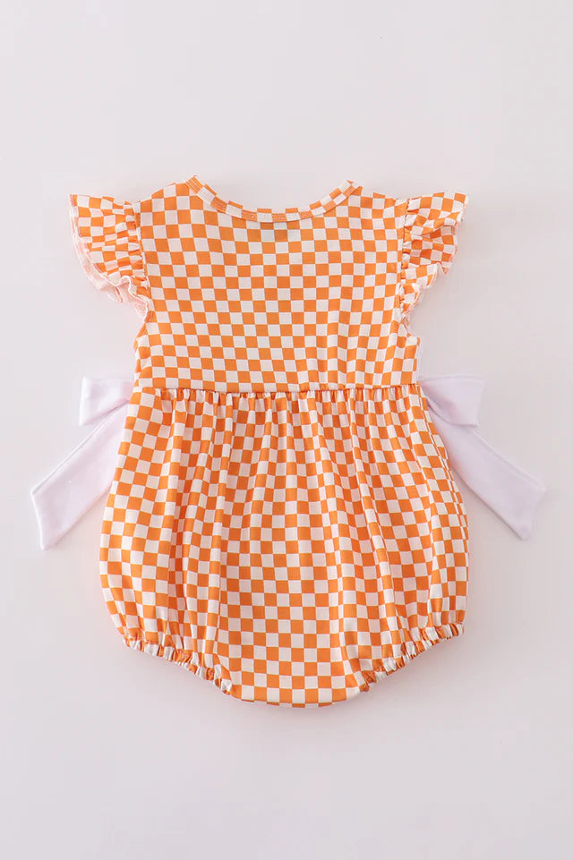 ORANGE TENNESSEE GO VOLS EMBROIDERY SMOCKED CHECKERED BUBBLE