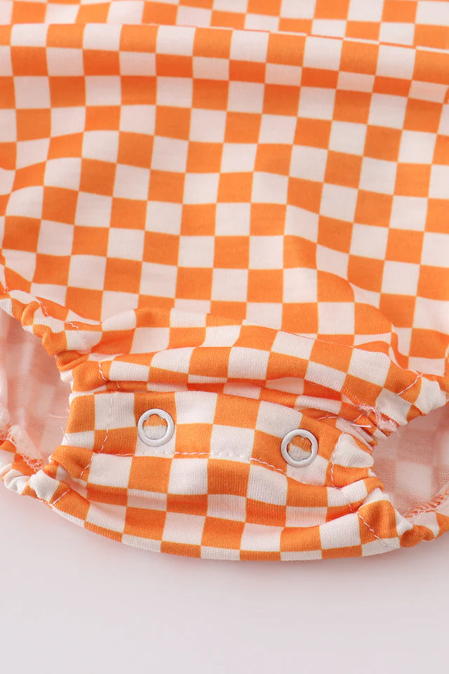 ORANGE TENNESSEE GO VOLS EMBROIDERY SMOCKED CHECKERED BUBBLE