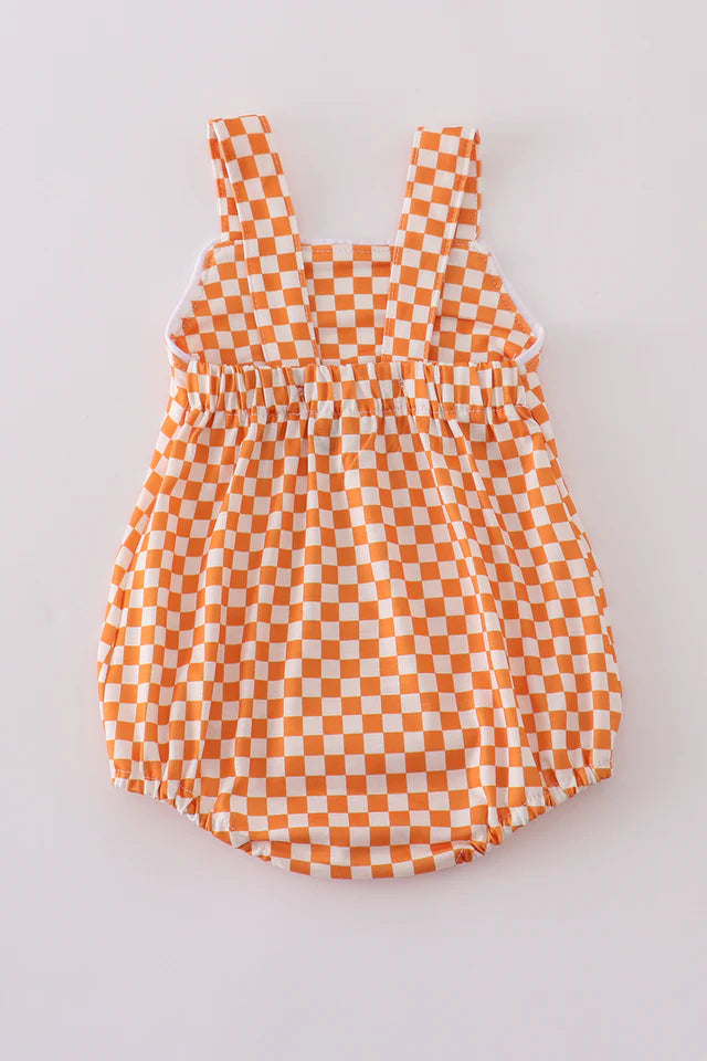 ORANGE TENNESSEE GO VOLS EMBROIDERY SMOCKED CHECKERED BUBBLE