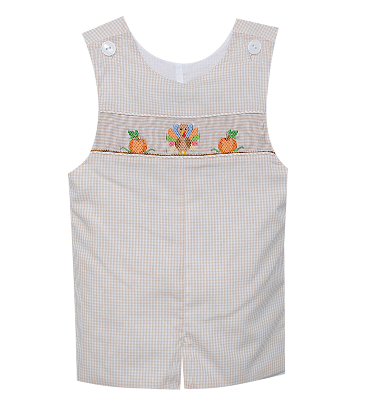 Khaki handsmocked turkey shortall