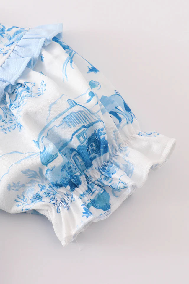 BLUE FARM PRINT DRESS