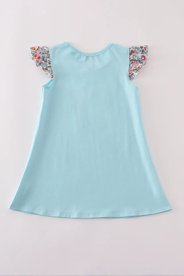 FLORAL BOW APPLIQUE RUFFLE DRESS
