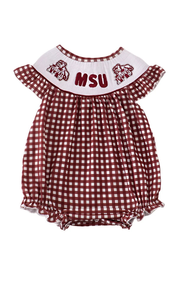Maroon Bulldog Gameday Plaid Bubble