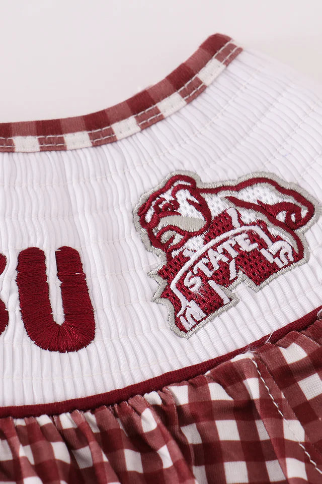Maroon Bulldog Gameday Plaid Bubble