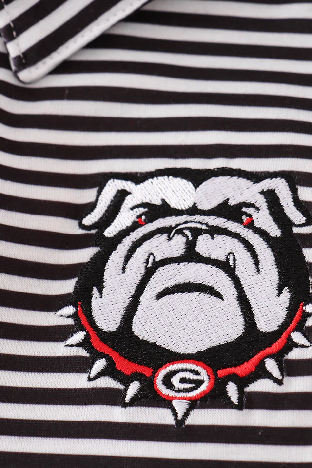 BLACK GEORGIA EMBROIDERY STRIPE BUTTON DOWN SHIRT