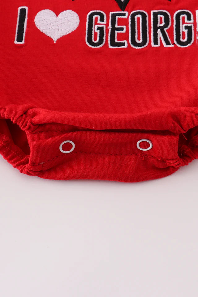RED I LOVE GEORGIA APPLIQUE BUBBLE