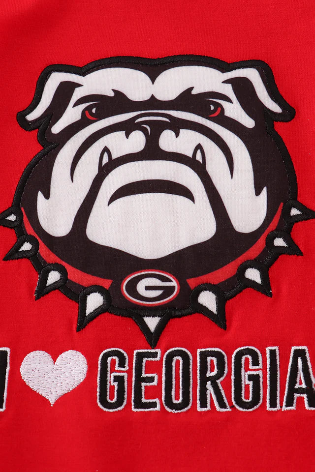 RED I LOVE GEORGIA APPLIQUE BUBBLE