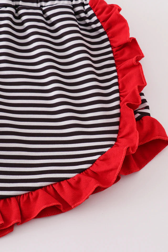 RED I LOVE GEORGIA APPLIQUE RUFFLE SHORTS SET