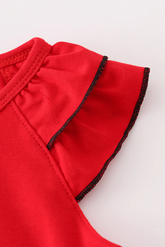 RED I LOVE GEORGIA APPLIQUE RUFFLE SHORTS SET