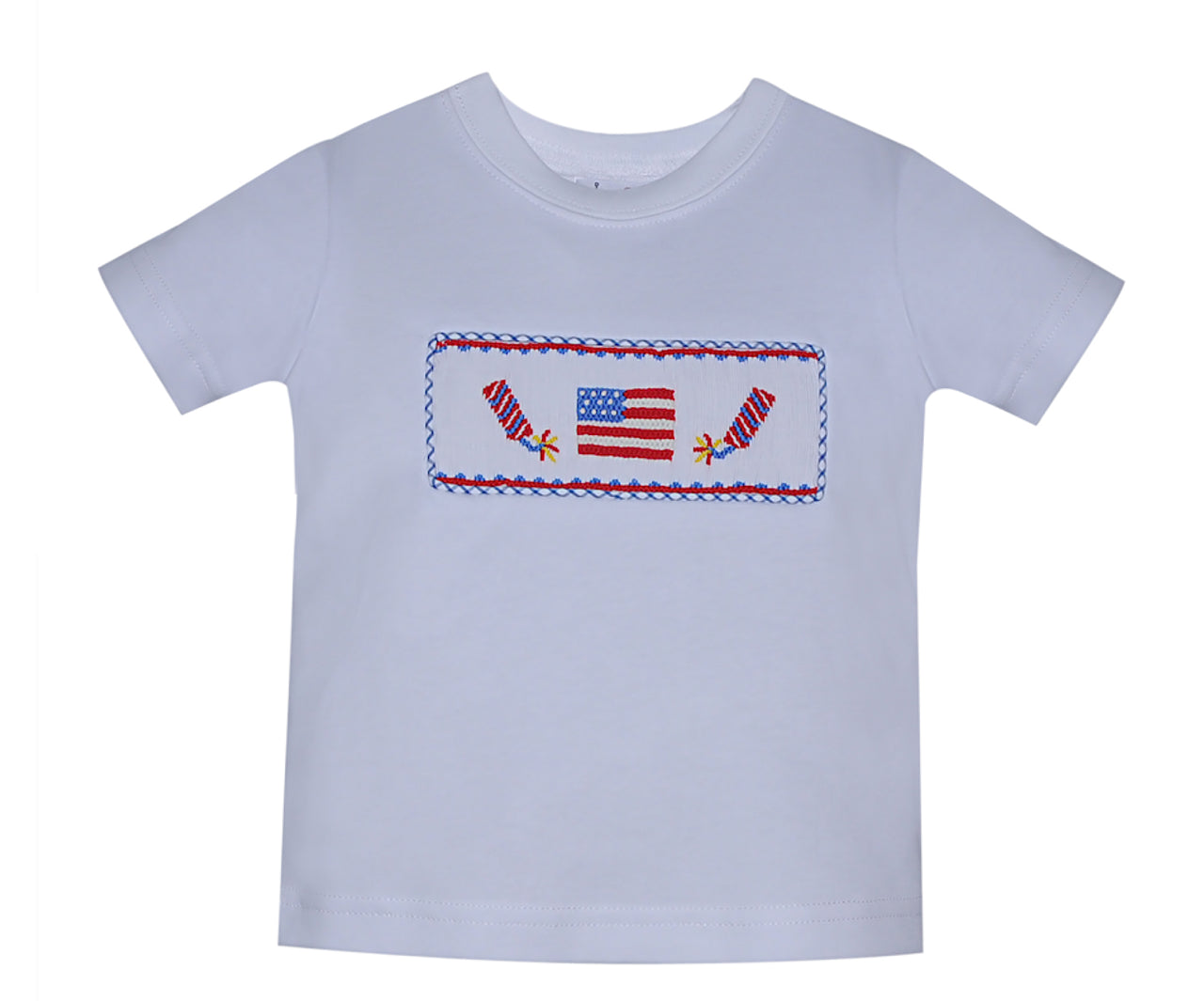 Smocked Patriotic  Shirt-Red, White & Blue