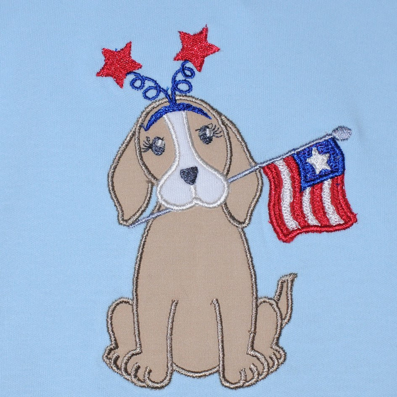 Girl Bloomer Set-Patriotic Dog-Applique