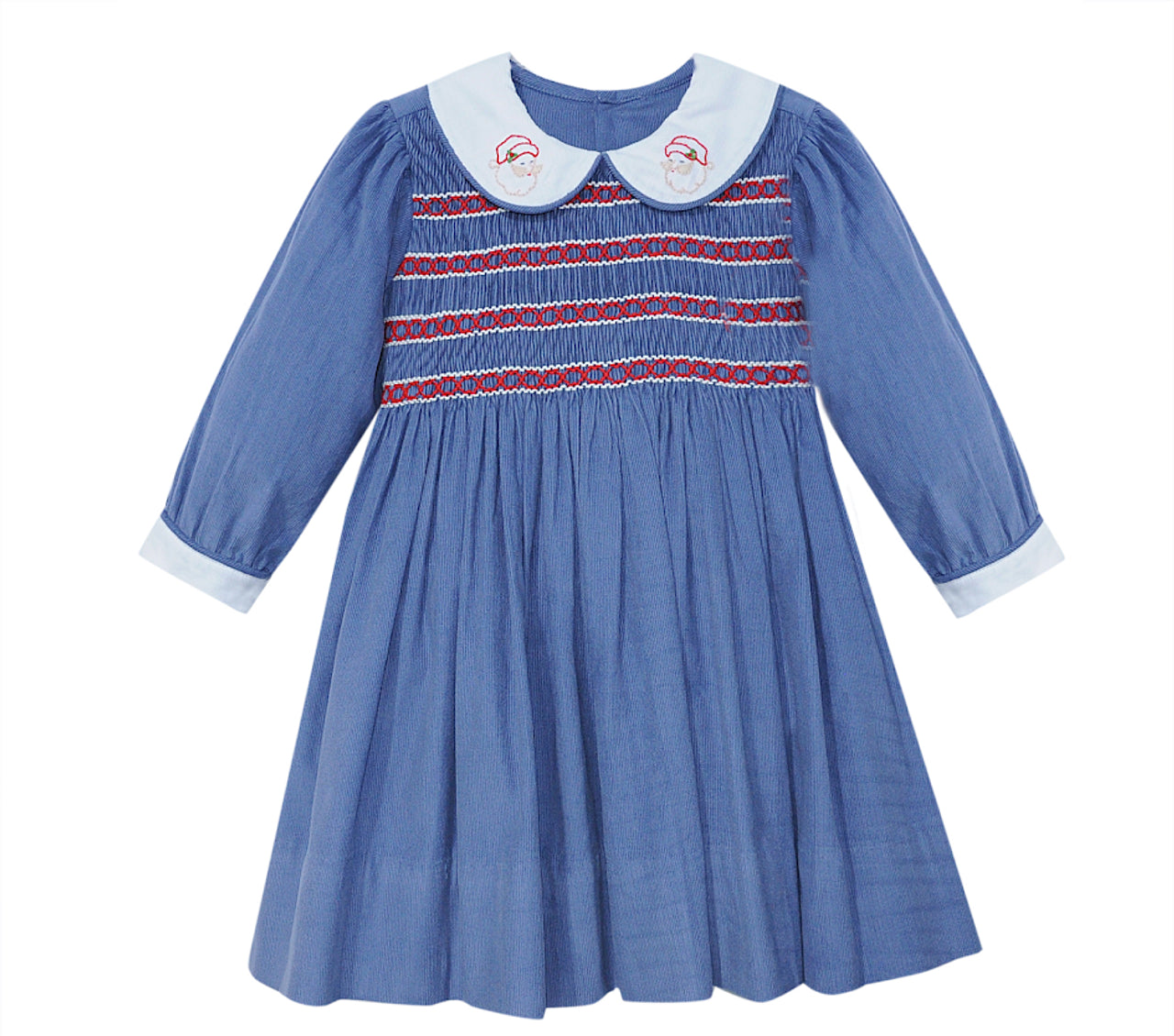 SMOCKED Santa Dress with embroidered collar