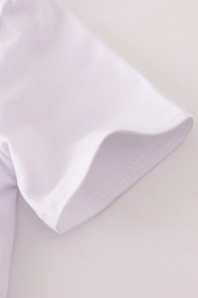 WHITE BUS APPLE APPLIQUE TOP