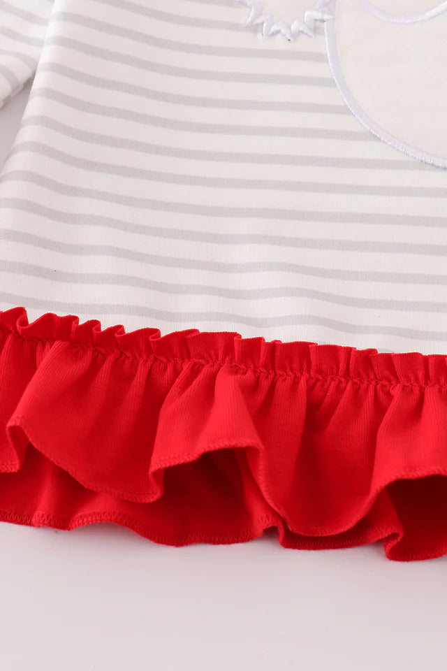 RED CHRISTMAS SANTA CLAUS APPLIQUE STRIPE GIRL BLOOMER SET