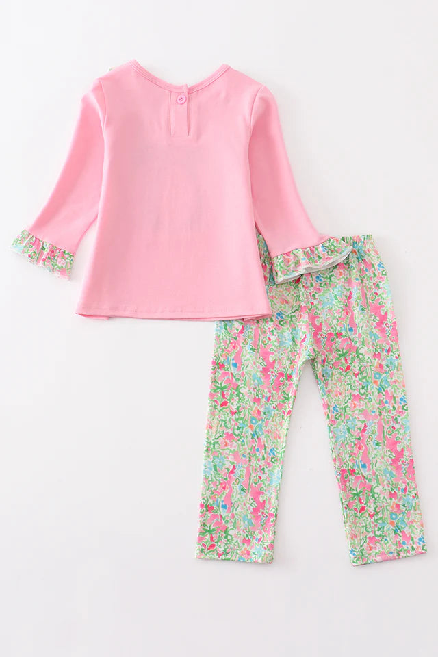 PINK PUMPKIN APPLIQUE GIRL SET