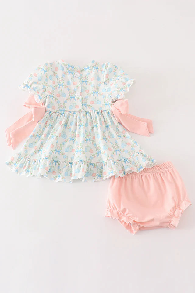 PINK PUMPKIN PRINT BABY GIRL SET