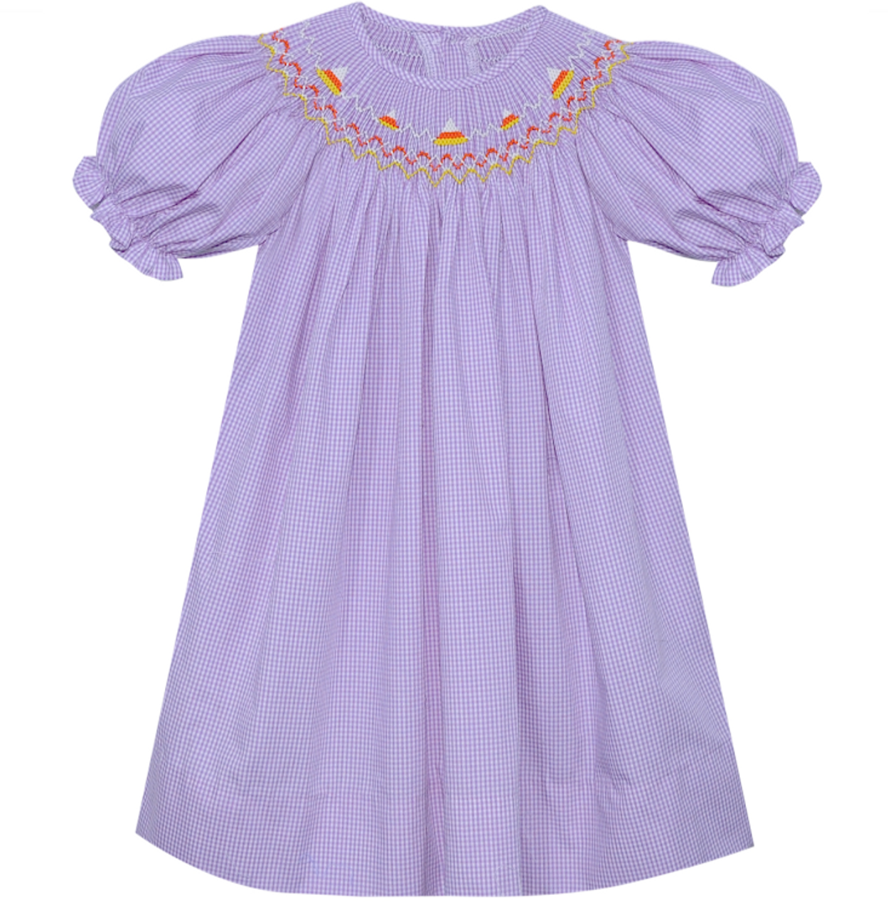 Candy Corn Smocked bishop-Purple