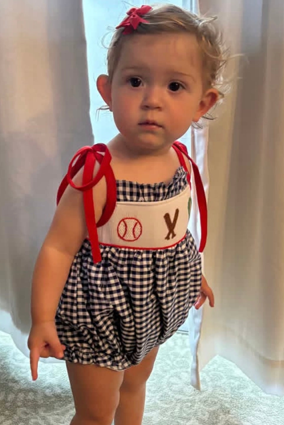 Baseball handsmocked tie shoulder baseball bubble