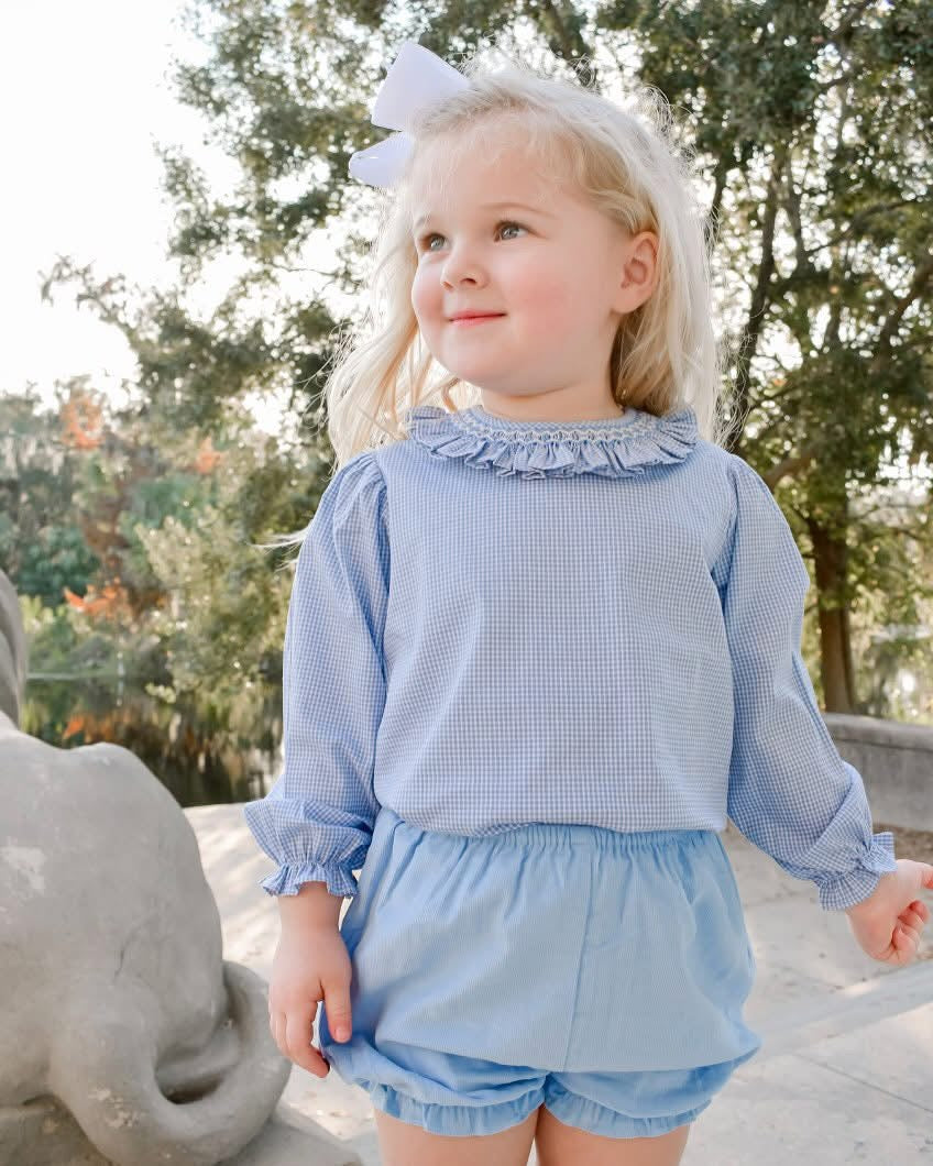 Smocked Blue Bloomer Set