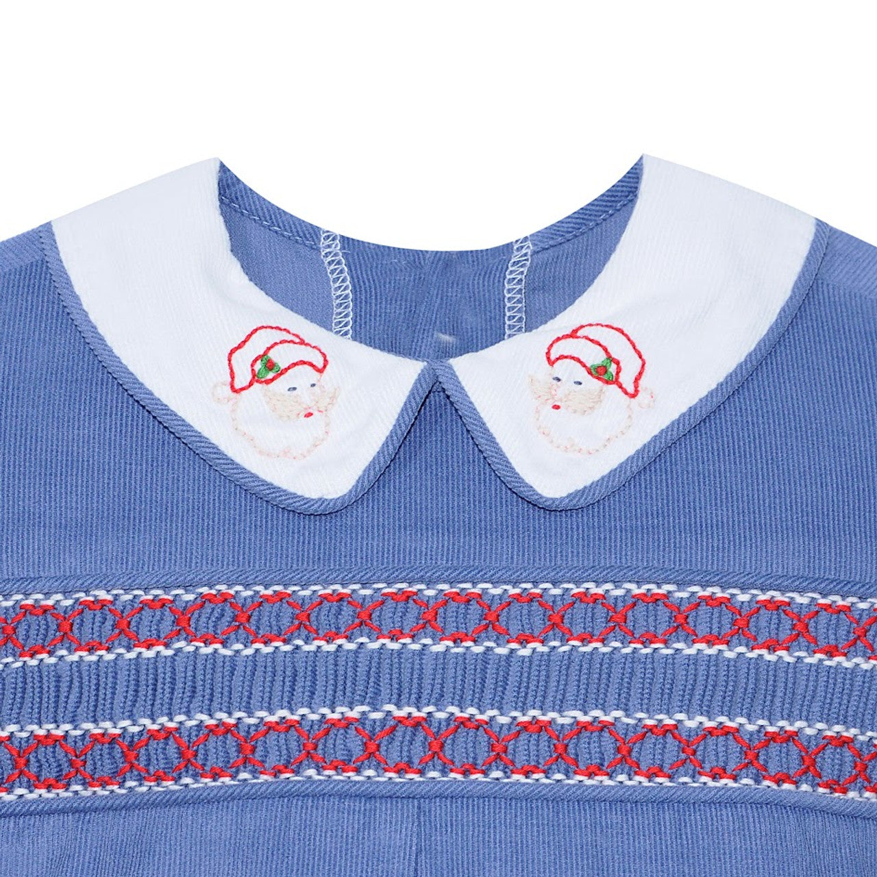 Long Sleeve Blue corded Santa Short Set