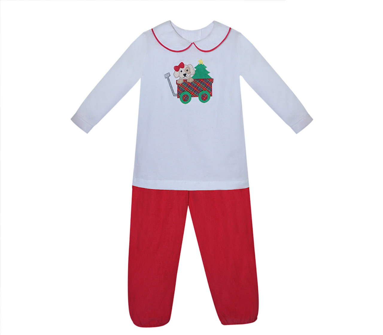 Christmas Puppy Girls Long Bloomer Set