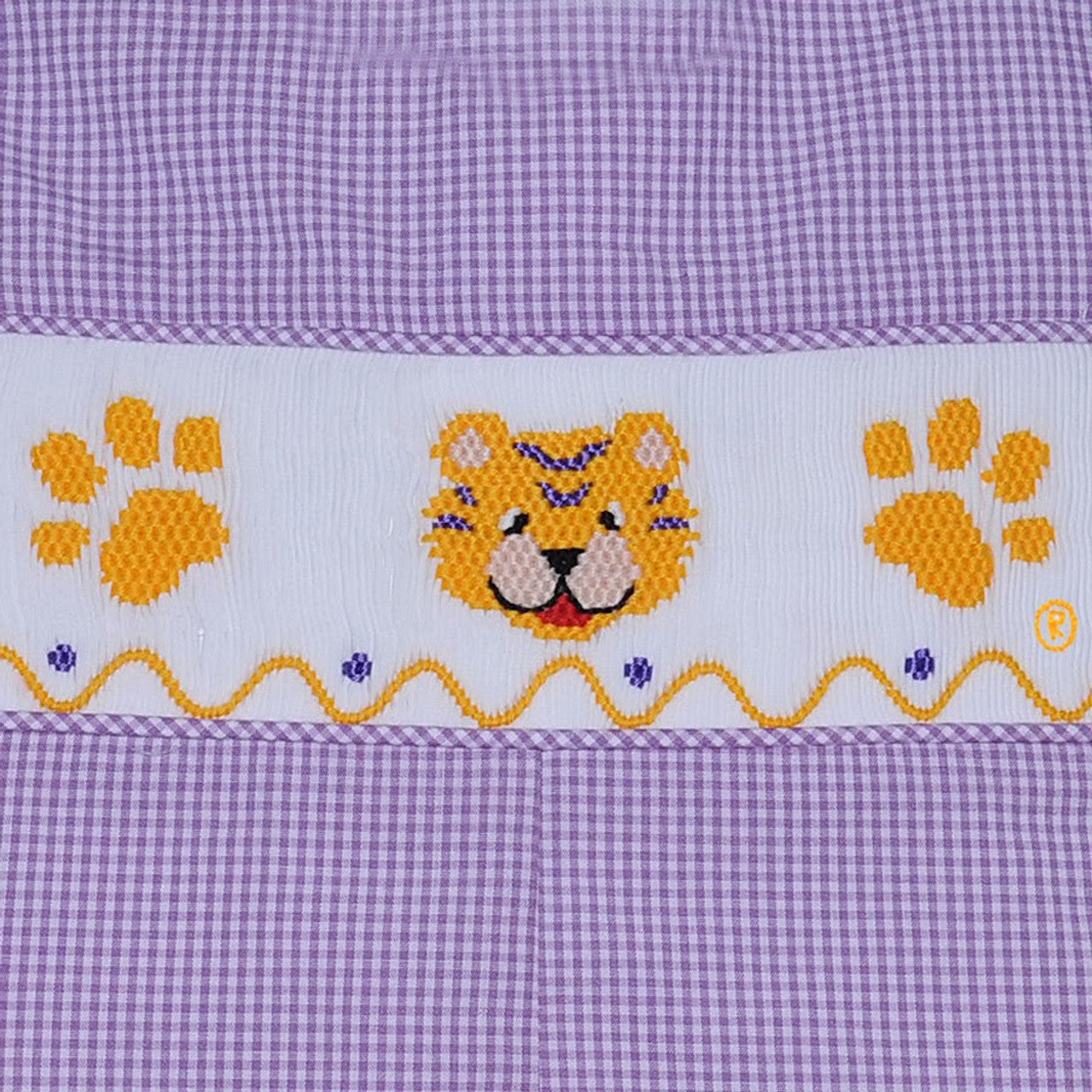 Purple/Gold Smocked Shortall- LSU