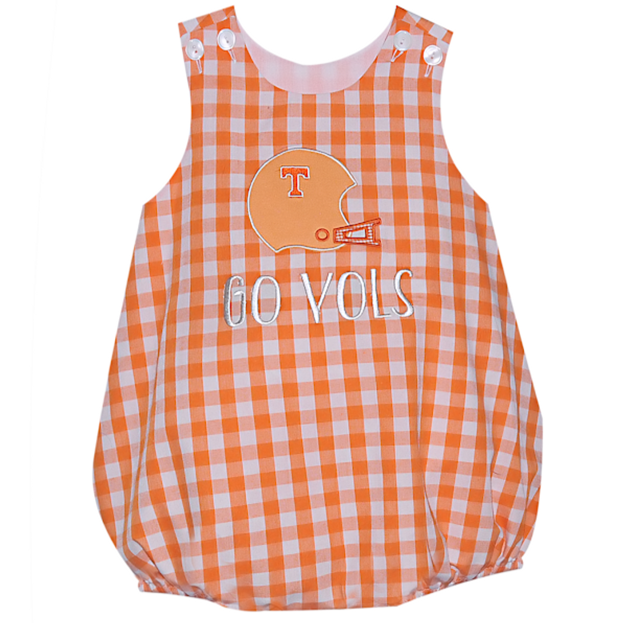 Helmet Applique Bubble- Orange/White Gingham-Tennessee