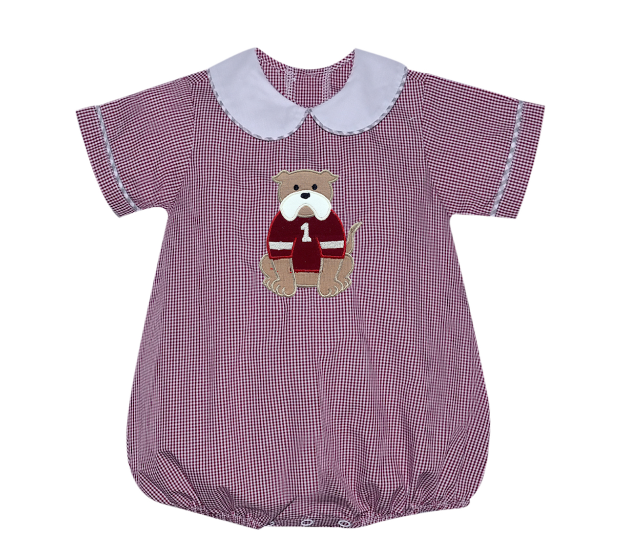 Maroon/White Boy Bubble with Applique