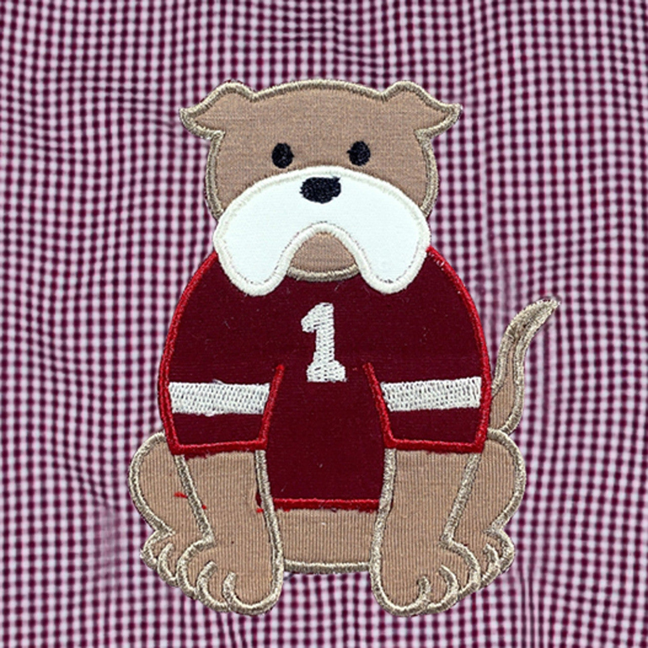 Maroon/White Boy Bubble with Applique