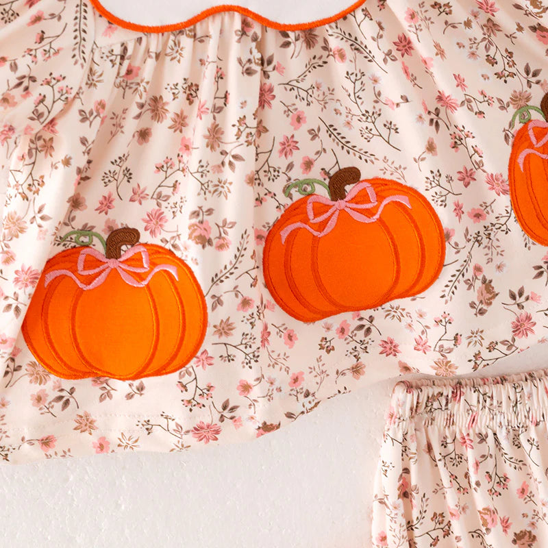 THANKSGIVING PUMPKIN APPLIQUE BLOOMER SET