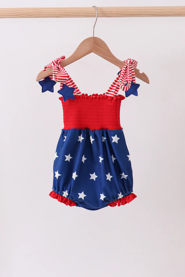 BLUE STAR SMOCKED RUFFLE BUBBLE