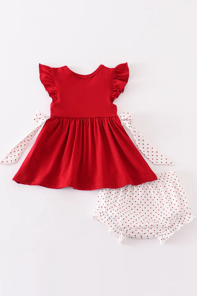 Red Sooners Embroidery Girl Bloomer Set