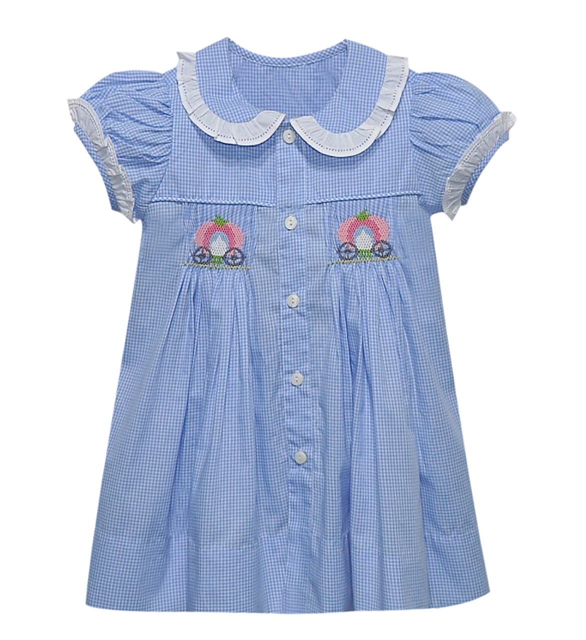 Blue Gingham Smocked Dress-Pumpkins