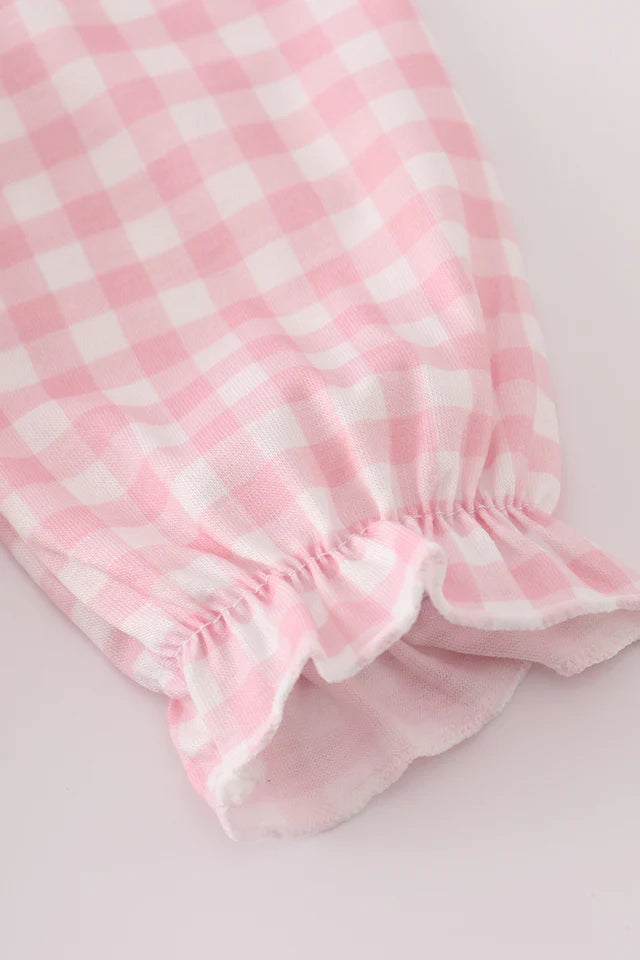 Pink plaid princess embroidered bubble